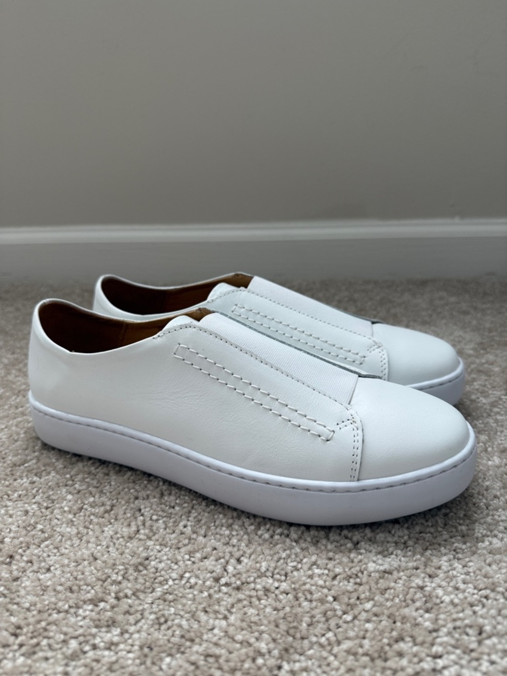 Garnet Hill Zora White Leather Slip On Sneakers